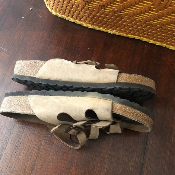 Birkenstock Florida Soft Footbed Tan Leather Sandal Slides - Picture 7 of 9